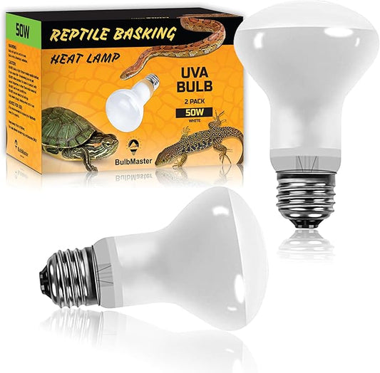 50 Watt Reptile Heat Bulb, 50 Watts UVA Basking Light Bulbs for Reptiles, Terrarium Basking Heat Lamp for Bearded Dragon,Lizard,Turtle,Snake, UVA Reptile Light Bulb E26 Base 2 Pack