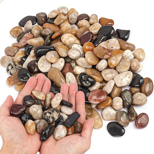 22 lbs Decorative River Rocks, 1-1/2 Inch Highly Polished Decorative Garden Stone and Large River Rocks for Outdoor, Landscaping, Garden Decoration, Indoor Plants
