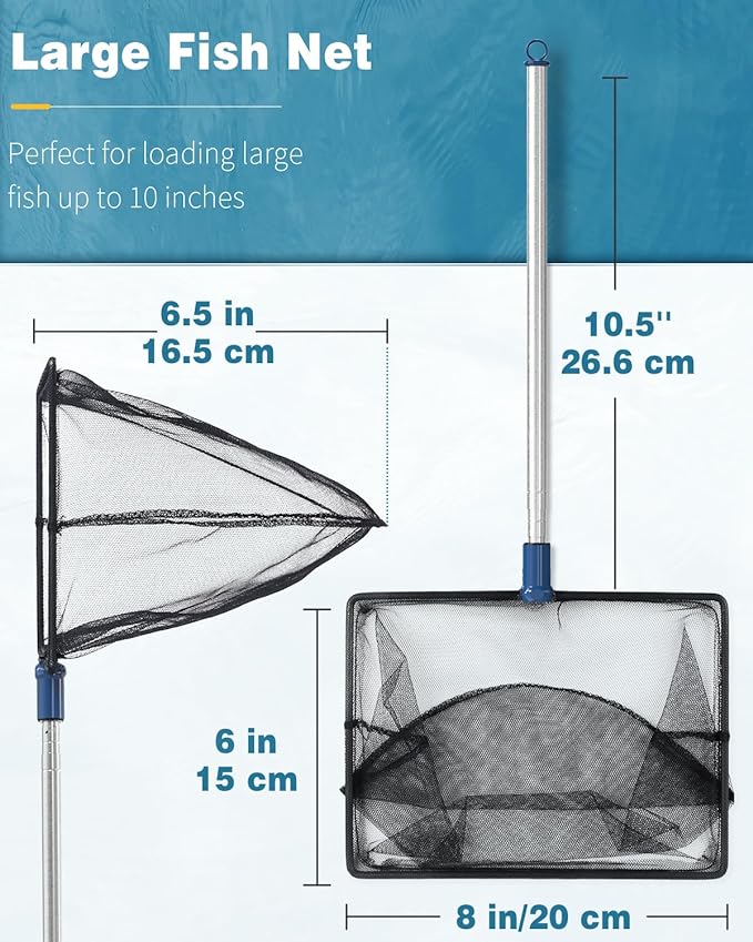 Pawfly Aquarium Fish Net with Extendable 9-24 Inch Long Handle for Betta Fish Tank Small Koi Pond and Pool