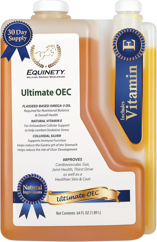 Ultimate OEC – Horse Supplements & Hoof Supplements for Horses - Omega 3 with Flax Seed, Horse Oil, Vitamin E for Horses & Coat Defense - Vet-Approved Joint Supplement & Hoof Oil