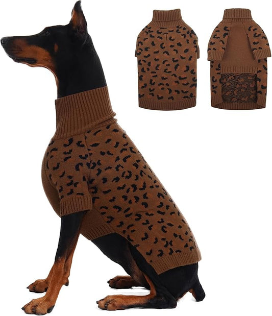 ROZKITCH Knitted Dog Sweater for Medium and Large Dogs, Thick Winter Coat, Turtleneck Design for Shepherds Boxers and Labs Khaki 2XL