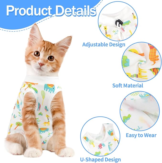 Cat Recovery Suit Female, Breathable Cat Onesie After Surgery Female for Abdominal Wounds or Skin Diseases, Surgery Recovery Suit Kitten Onesie After Spay Wear Anti Licking