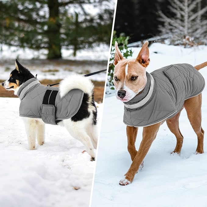 Dog Winter Coat Warm Padded Puppy Jacket Windproof Water Resistant Clothes for Small Medium Large Pets Christmas Sweater Outfit Vest(Grey, XL)