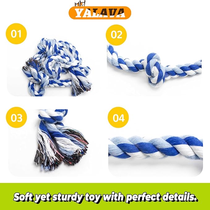 YALAVA Dog Rope Toys for Aggressive Chewers, 20 Inch 2 Pack Heavy Duty Chew Toys for Teeth Cleaning, Cotton Rope Dog Tug Toy for Medium to Large Breed