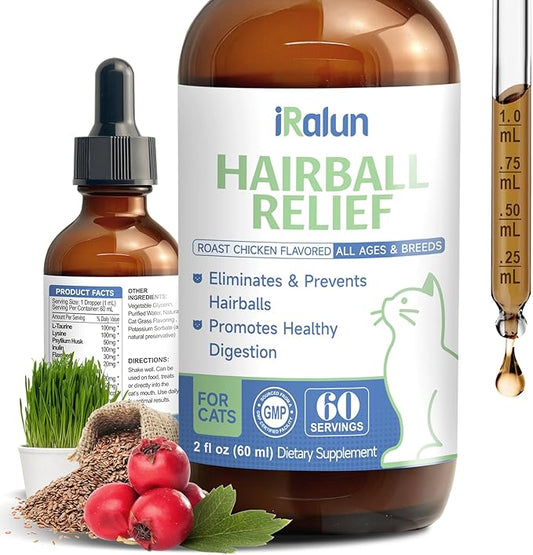 Hairball Treatment for Cats- Hair Ball Relief Digestive Aid-Hairball Support Remedy- Promotes Healthy Digestion, Eliminates & Prevents Hairballs, for All Ages & Breeds 2fl oz