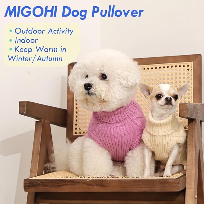 MIGOHI Sweater for Dogs, Thermal Dog Sweater | Cozy Turtleneck Sleeveless Winter Pullover, Lightweight & Comfortable for Indoor/Outdoor, XL, Beige