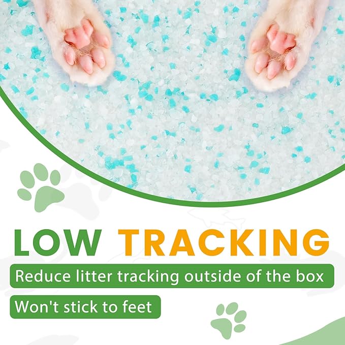 NEWORD Crystals Cat Litter Silica Gel, 14LB Bag, Superior Odor Control, Non Clumping Cat Litter, Lightweight Cleaning Crystals for Home Kitty Litter Boxes Cats Pets, Aloe Vera Fragrance