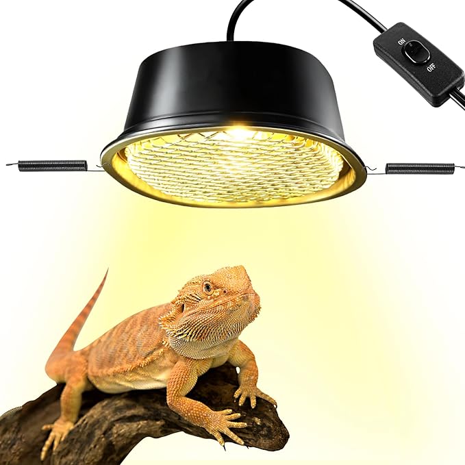 G9 Reptile Heat Lamp Combo Kit- 50W UVA Basking Bulb & Low Profile Tank Hood for Bearded Dragons Turtles Lizards Leopard Geckos | Terrarium Heating Lamp with Safety Mesh & Warm White Bulb