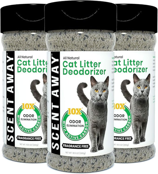 Cat Litter Deodorizer – Fragrance-Free Odor Eliminator with Active Carbon, Controls Litter Box Smells, (Pack of 3)