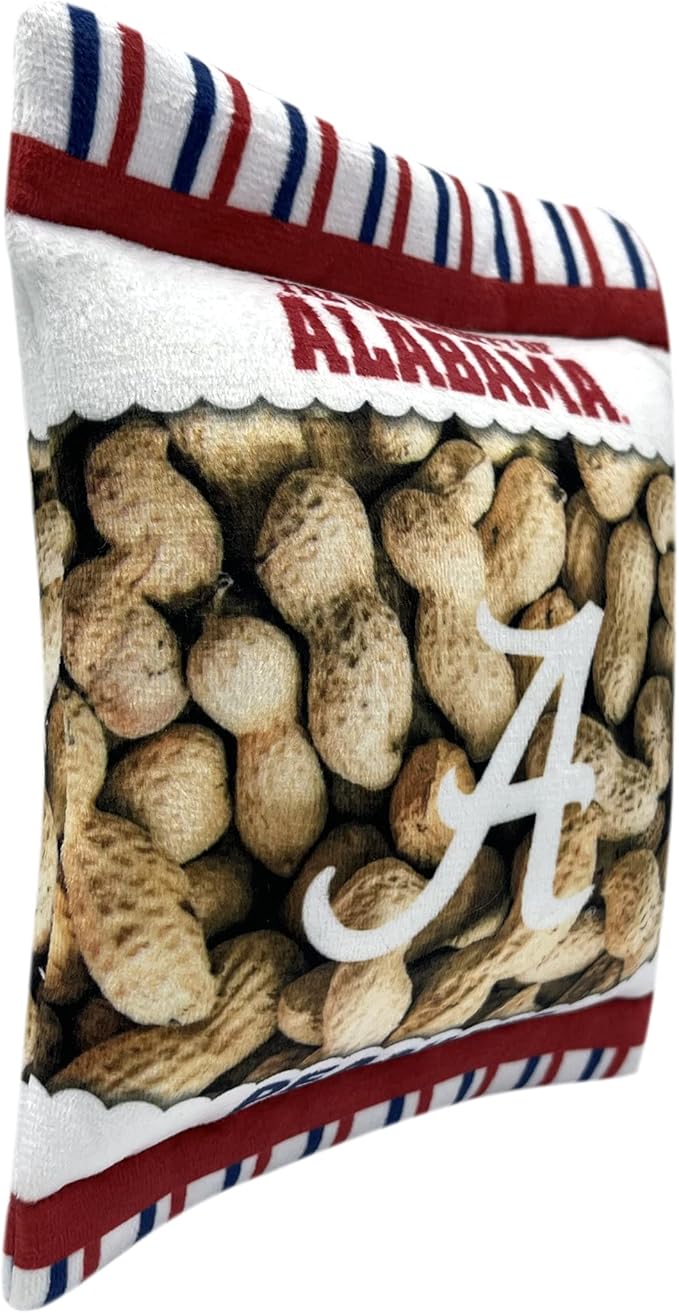 NCAA Alabama Crimson Tide Crinkle FINE Plush Dog & CAT Squeak Toy- Cutest Stadium Peanuts Snack Toy for Dogs & Cats with Inner Squeaker & Beautiful Football/Basketball Team Name/Logo