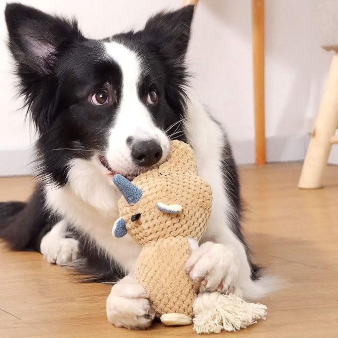 Large Dog Toys, Cute Squeaky Dog Toy, Stuffed Animal Plush Toys for Puppies, Durable Dog Chew Toy for Small,Middle,Large Breed (Brown(Uni-Hippo))