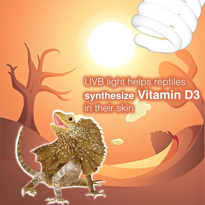 MRREPTILE UVB Reptile Lamp Light, 24W 10.0 UVB Bulb Light for Reptiles, UVA UVB Reptile Light, Desert Reptiles UVB Lamp for Bearded Dragon