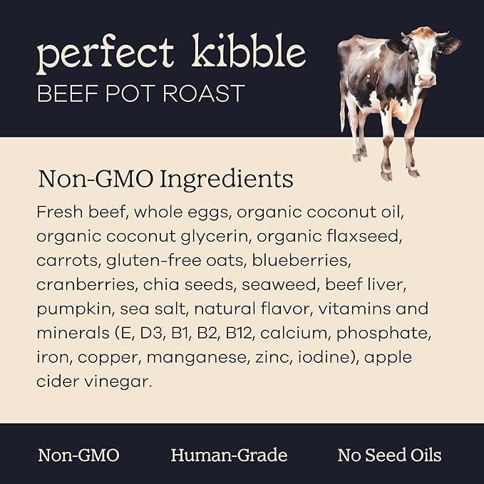 Yumwoof Perfect Kibble Non-GMO Air Dried Dog Food | Improves Allergies & Digestion with Organic Coconut Oil, MCTs & Antioxidants | Vet-Approved Soft Dry Diet | Made in USA (Beef 14 oz.)