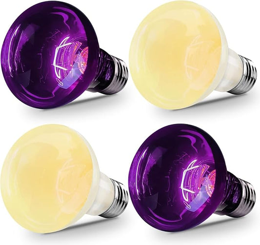 Reptile Heat Lamp, heat lamp bulbs , basking bulb 100w 4 Pack, basking light for bearded dragon, UVA UVB reptile light bulb for Bearded Dragon, Turtles, Tortoise, Lizard, Snake, Chameleon, Chicken