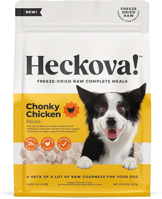 Chonky Chicken - Freeze Dried Raw Dog Food, Complete Meal, Real Cuts of Chicken for Training, Meal Topper, High Protein, 21g Per Cup, Made in The USA, 8oz Bag