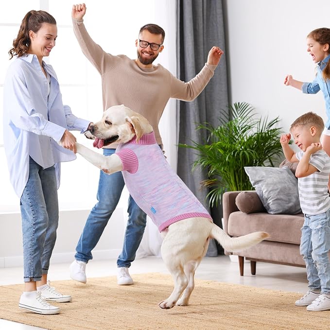 Pet Clothing,Turtleneck Dog Sweater,Sweaters for Dogs Boys and Girls,Pullover Dog Sweaters,Pet Knitted Clothes,Fit for Different Kinds Dogs,for Spring,Autumn and Winter(Pink 2XL)