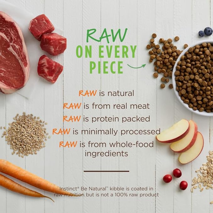 Instinct Be Natural, Natural Dry Dog Food, Raw Coated Kibble - Real Beef & Barley, 25 lb. Bag