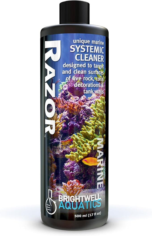 Brightwell Aquatics - Razor Marine - Unique Systemic Fish Tank Cleaner for Marine Aquariums - Aquarium Water Treatments, 16.9 fl oz