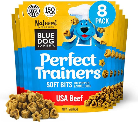 Blue Dog Bakery Perfect Trainers Treat | Small, Soft & Chewy Beef Flavor | Natural Healthy Dog Treats, 6 oz (Pack of 8)