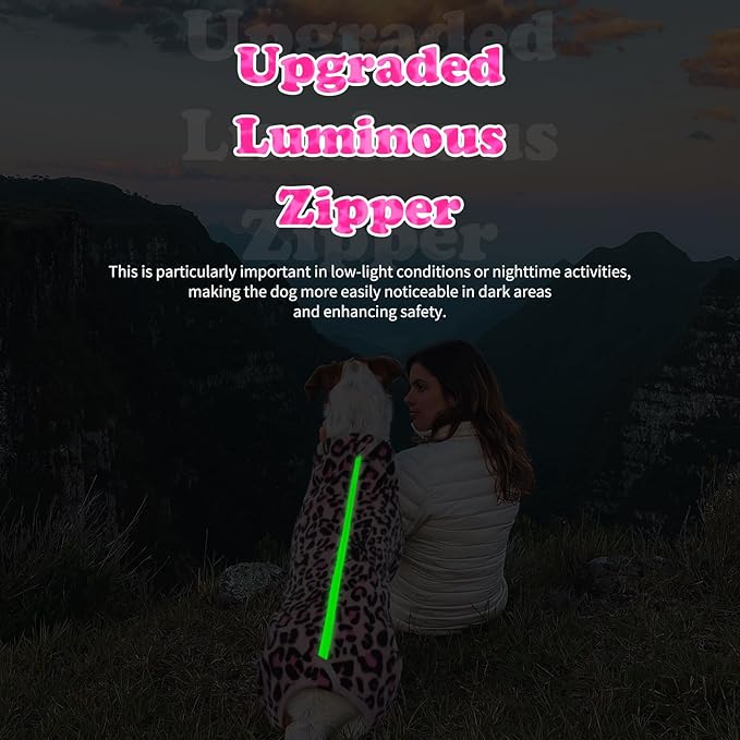 ROZKITCH Dog Winter Coat Soft Fleece Pullover Pajamas, Pet Windproof Warm Cold Weather Jacket Vest with Luminous Zipper, Jumpsuit Apparel Outfit Clothes for Small Medium Large Dog L-Pink 4XL