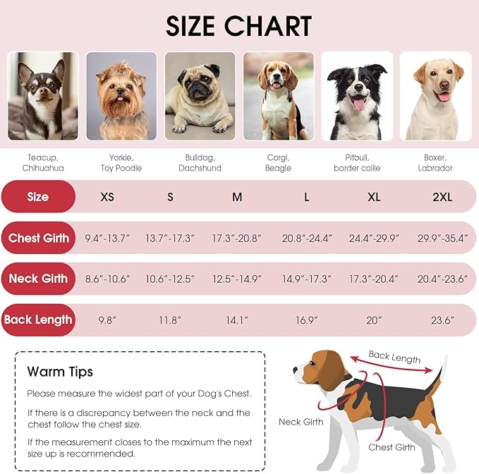 Queenmore Cold Weather Dog Coats Loft Reversible Winter Fleece Dog Vest Waterproof Pet Jacket Available in Extra Small, Small, Medium, Large Extra Large Sizes