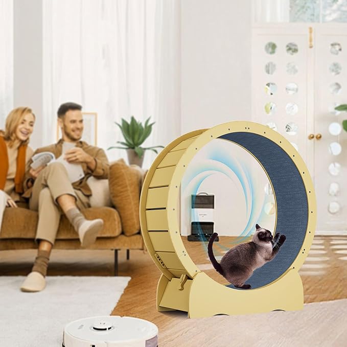 41" Cat Exercise Wheel, Cat Exercise Wheel for Indoor Cats, with Soft Carpeted Running Surface, Safety Lock & Quiet Design - Ideal Animal Running Wheel for Exercise, Walking, Training