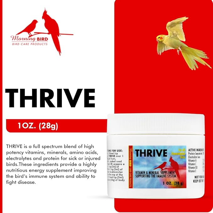 Morning Bird Thrive Nutritious Energy Supplement with Minerals, Vitamins, Amino Acids, Electrolytes, and Protein 1 oz