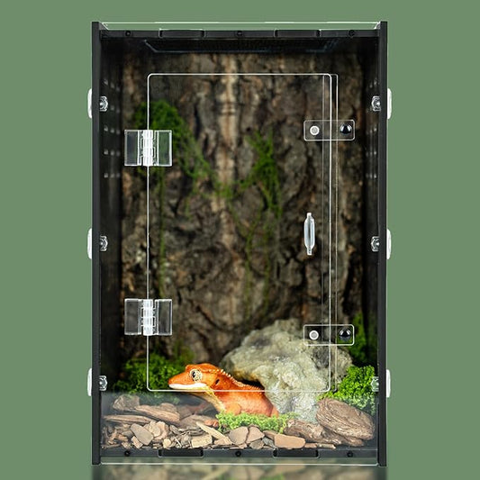 8x8x12 Terrarium Reptile Tank – PVC Tarantula Enclosure, Lizard Tank, Crested Gecko Tank for Small Reptiles & Invertebrates