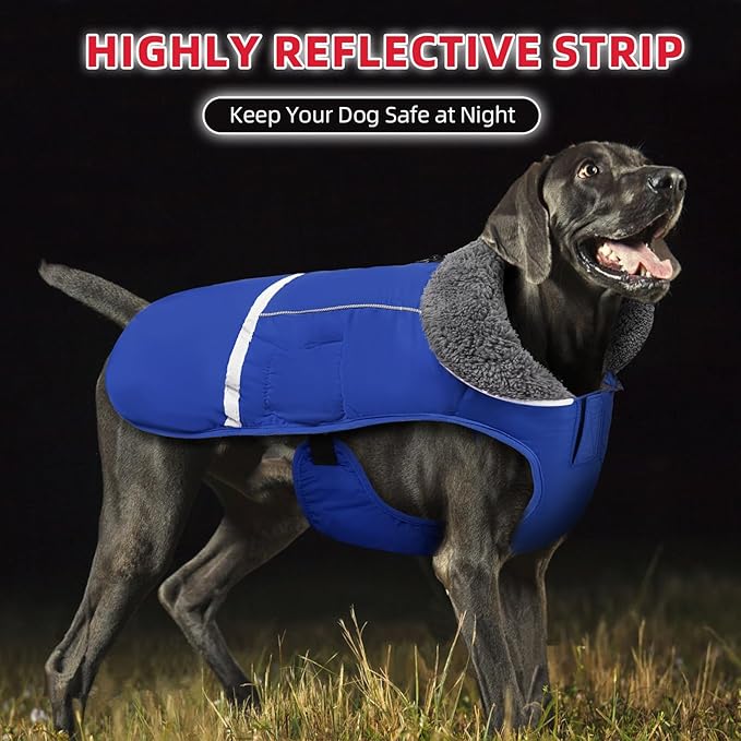 Doglay Dog Coat, Waterproof Dog Jacket Pet Winter Coat for Cold Weather with Thicken Furry Collar, Reflective Puppy Winter Jacket Warm Fleece Lining for Small Medium Large Pets