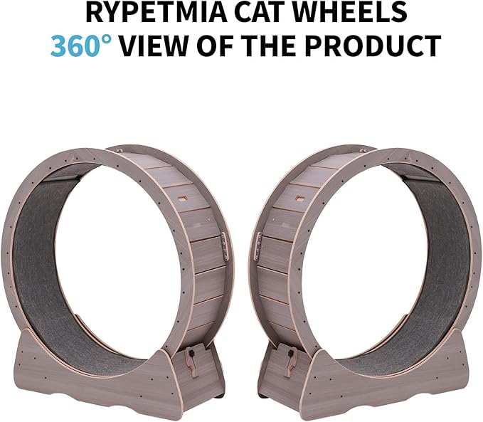 43 Inch Large Cat Exercise Wheel for Indoor Cats, Silent Treadmill, Non-Tip Design, Safe & Quiet Cat Running Wheel, Easy to Assemble, Supports Cats Up to 55 lbs (Grey)