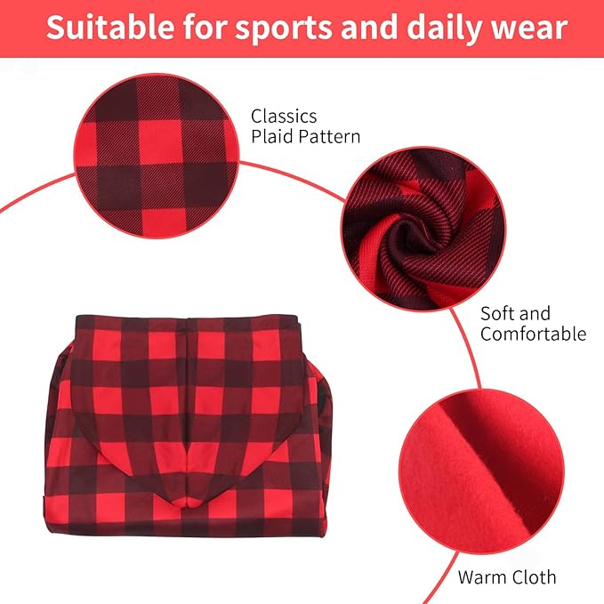 GreenJoy Plaid Dog Sweaters Hoodies Sweatshirts for Dogs Cats, Warm and Soft Cold Weater Coats for Christmas (Red, X-Small)