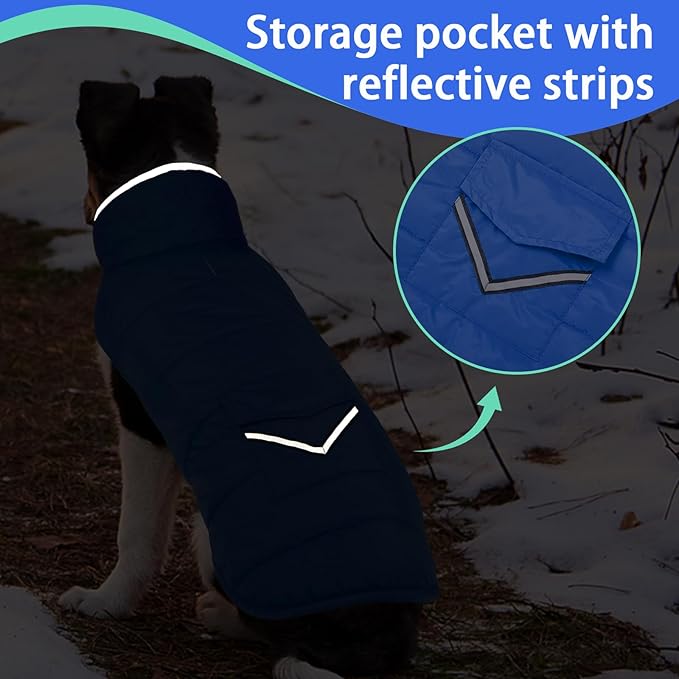 MIGOHI Warm Dog Winter Coat - Winter Dog Jacket, Reflective Windproof Fleece Vest with Leash Hole and Furry Collar