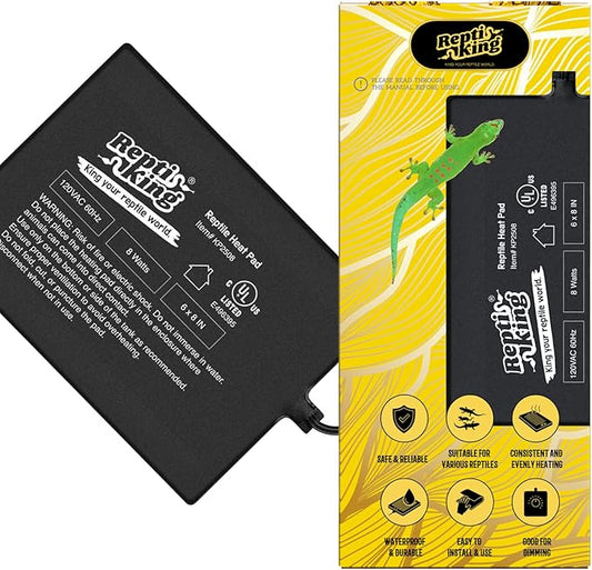 Reptile Heat Pad, 6" X 8" 8W, Heating Pad for Reptile Tank, Lizard, Snake, Bearded Dragon, Hermit Crab, Leopard Geckos Terrarium Heating Mat, Safe & Durable Heat Pad for Reptiles