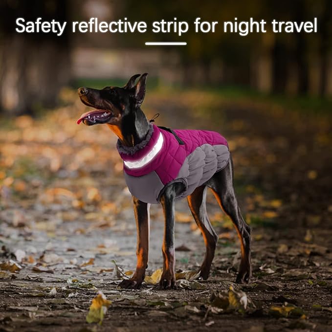 Dog Winter Jacket Cozy Reflective Waterproof Windproof Warm Pet Garment,Comfortable Cold Weather Fleece Apparel Outfits with Zipper Closure for Small Medium Large Dogs Puppy Walking,XXX-Large