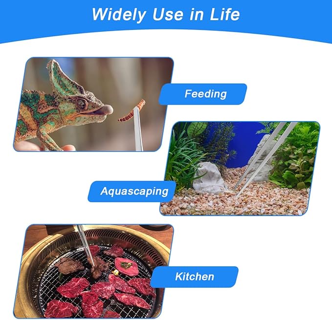 Aquarium Tweezers Extra Long 15 inches, Luxiv Stainless Steel Straight and Curved Tweezers 38cm Extra Long Tweezers for Fish Tank Plant Aquascape Tools, Feeding Tongs