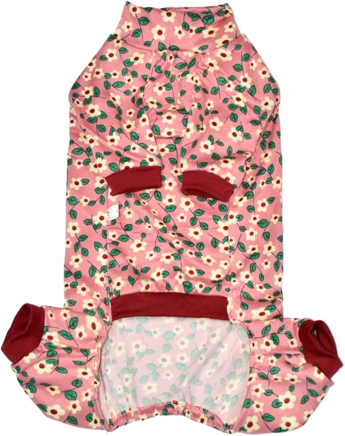 Sphynx Hairless Cat Four Leg Breathable Summer Spandex Pajamas Elastic Pet Clothes Cat Surgery Recovery Suit Vest Kitten T-Shirts Cats & Small Dogs Apparel (Pink Pear Blossom, L (8.8-11 lbs))