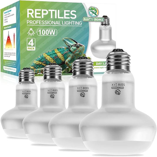 Reptile Heat Lamp 4Pack 100W, Intense Basking Spot Light Bulb with UVA, Simulate Natural Daylight Heat Bulb for Reptile, Turtle, Bearded Dragon, Lizard, Tortoise, Gecko, Snake