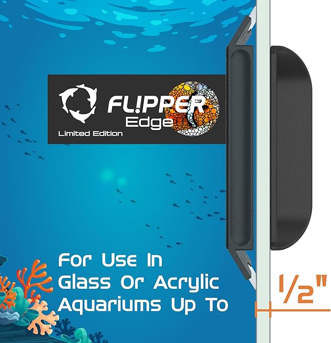 FL!PPER Flipper Edge Clownfish Limited Edition Floating Magnetic Aquarium Cleaner | 2-in-1 Dual Blade Scrubber & Scraper Fish Tank Cleaner Tools for Efficient Cleaning & Acrylic Surface Maintenance