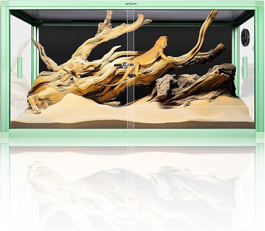REPTI ZOO 50 Gallon Reptile Terrarium, 36" x 18" x 18" Light Weight Reptile Enclosure, Colored Reptiles Tank with Tempered Glass Door, Large Habitat for Bearded Dragon, Snake, Lizard, Gecko-Green