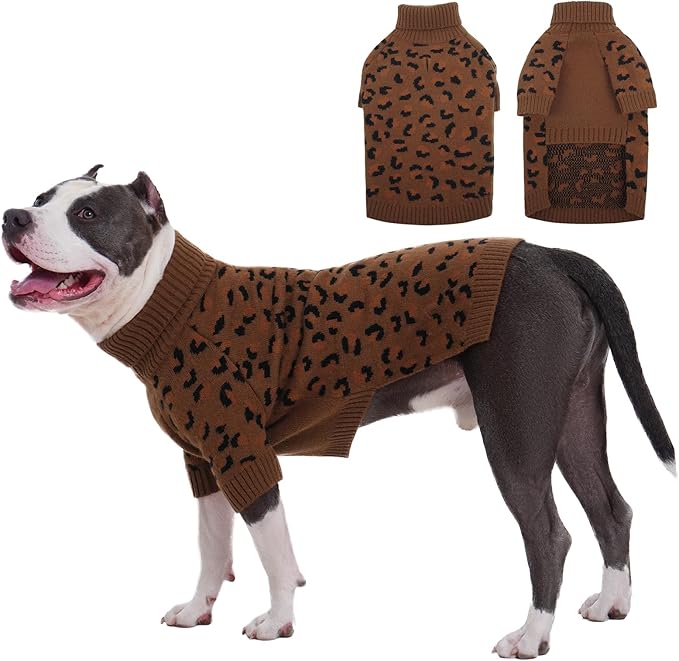 ROZKITCH Dog Sweater for Large Dogs, Knit Winter Pullover for Bulldogs, Pugs, and Rottweilers Warm Turtleneck Coat Khaki L