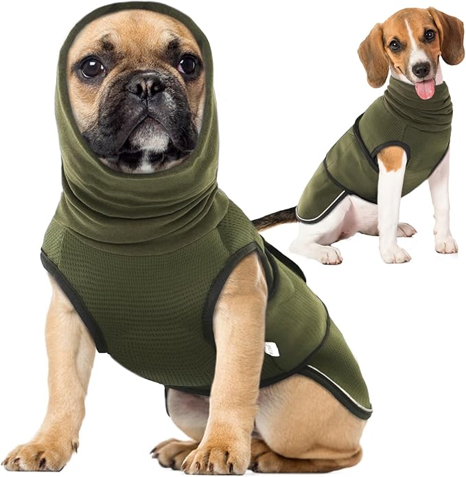 Anxiety Calming Hoodie for Dogs - Breathable Jacket Vest Coat for Thunderstorms, Fireworks, Vet Visits, Separation - Adjustable With Noise Block & Ear Protection Recovery - 2XL, Green