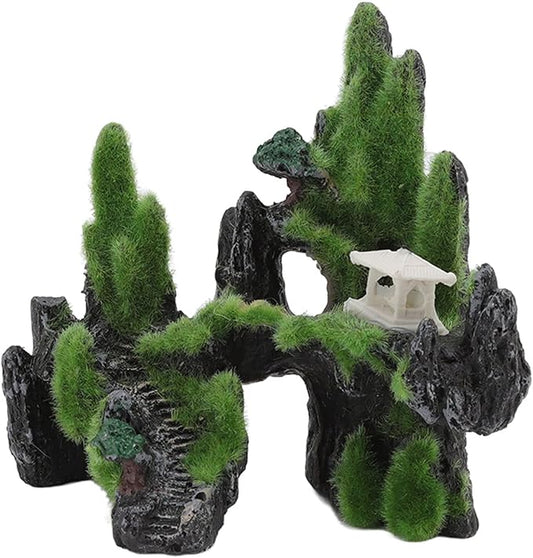 Pssopp Aquarium Mountain View, Aquarium Rockery Landscape Rockery Landscape Rock Hiding Cave Artificial Hill Fish Tortoise Aquarium Landscape Ornament for Fish Aquarium Terrarium