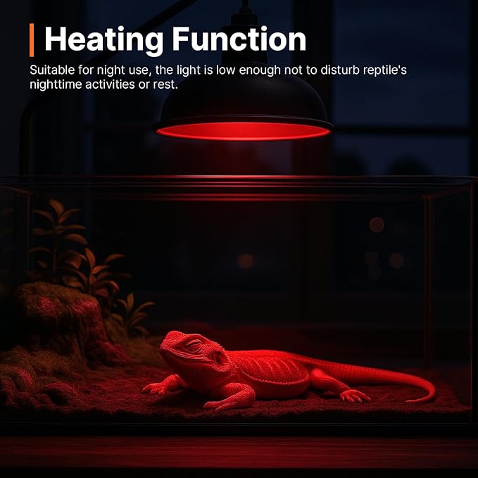 ALAMPEVER 2 Pack Red Heat Lamp Bulb, 75 Watt Infrared Light Bulb for Bearded Dragon, E26 Base, Durable Reptile Heat Bulb for Amphibian, Lizard, Tortoise, Gecko