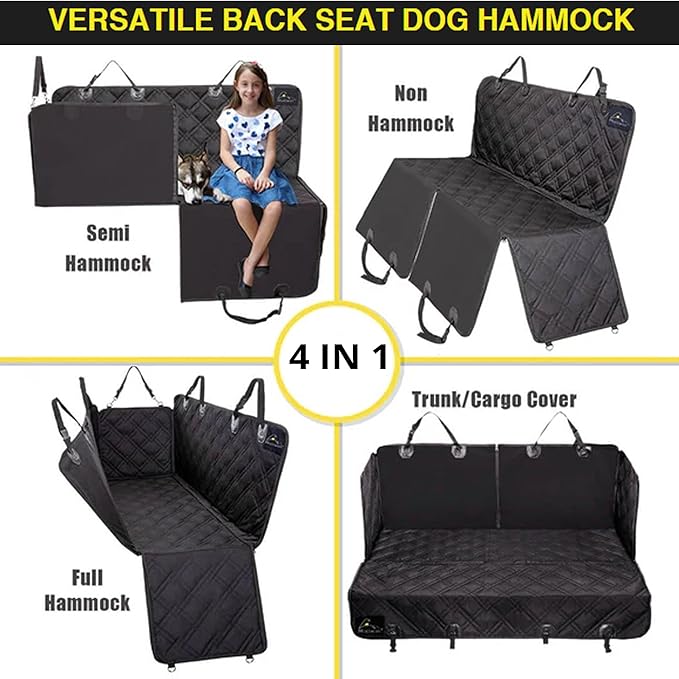 Meadowlark Heavy-Duty Car Seat Cover with Mesh Window, Extra Padded Non-Slip Dog Hammock, Water-Resistant Back Seat Protector for Cars, Trucks and SUVs (54" W x 58" L)