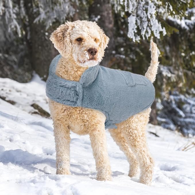 ASENKU Dog Coat, Dog Fleece Jacket with Plaid Reversible, Waterproof Windproof Cold Weather Vest, Pet Apparel for Small Medium Large Dogs