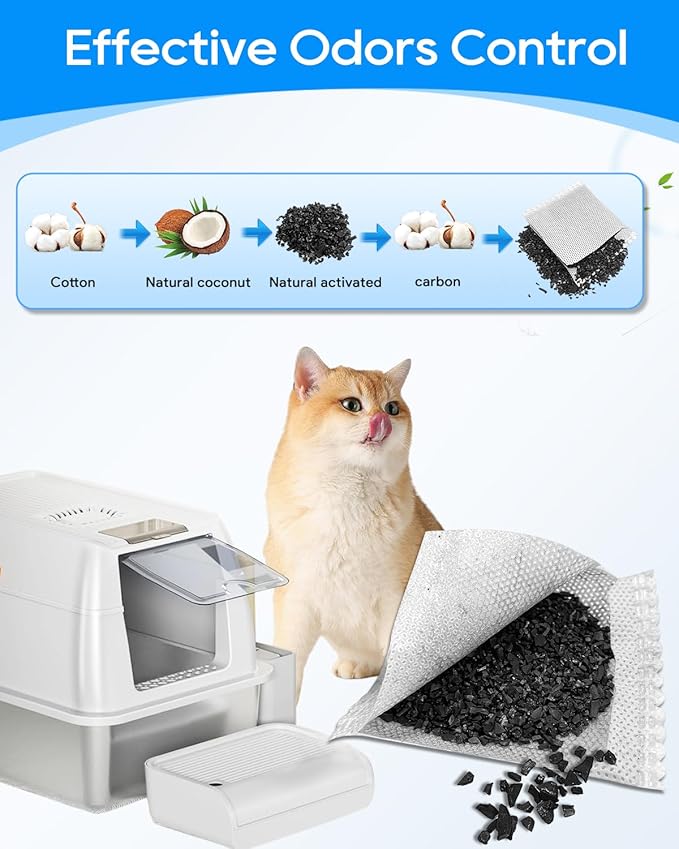 Cat Litter Box Deodorizer Filter Compatible with OKSOTY Stainless Steel & Compatible with PuraMAX Self Cleaning Litter Boxes, Odor Absorber for Strong Odor, 6PCS