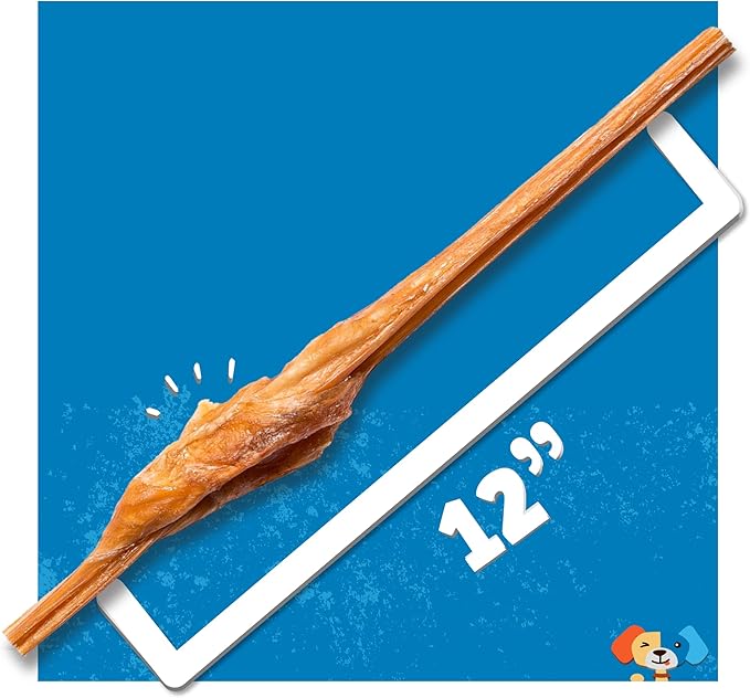 Jack&Pup Dog Bully Sticks for Small Dogs - 12 Inch Junior Bully Sticks for Dogs (18 Pack) Great Bully Stick for Teething Puppies