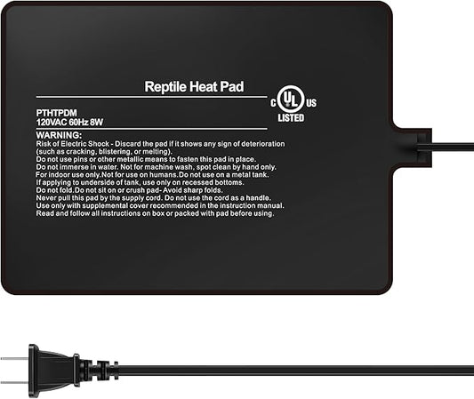 Simple Deluxe 6X8 Inch 8W Reptile Heating Pad Electric Indoor Under Tank Terrarium Heating Mat Waterproof for Turtles, Lizards, Frogs, and Other Reptiles