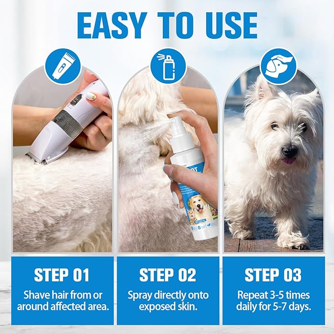 Hot Spot Treatment for Dogs Cats, 4.06Fl Oz, Anti Itch Spray for Dogs, Relive Scratching, Rashes, Sores, Itchy Skin, Gentle & Safe for Pets, 120ml