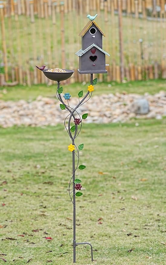 60.6" H Bird Baths for Outdoors,Metal Bird Bath Bowl,Birdhouses for Outdoors with Pole,Birdhouses for Outdoors,Garden Yard Decor